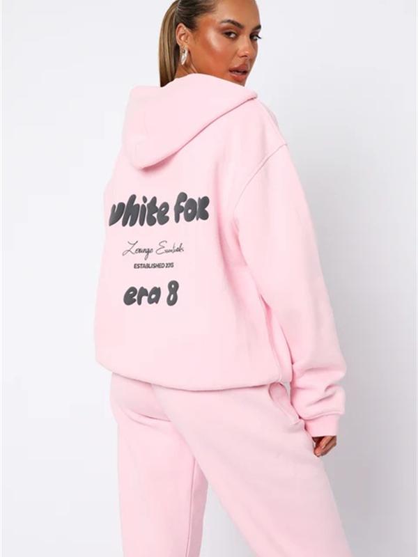 Womens White Boutique fox Tracksuit 2PCS Set Hoodies Fleece Sports UK Size Hot