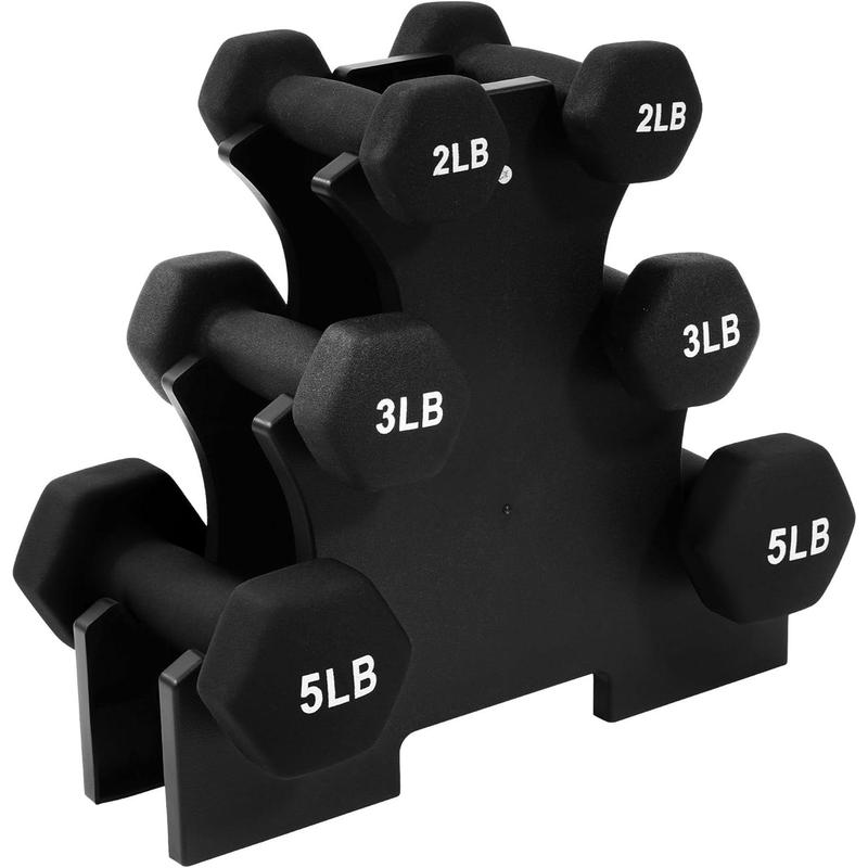 BalanceFrom Neoprene Dumbbells, 3 Pair Hand Weights Set with Stand, 50 Lb, Multi-Color