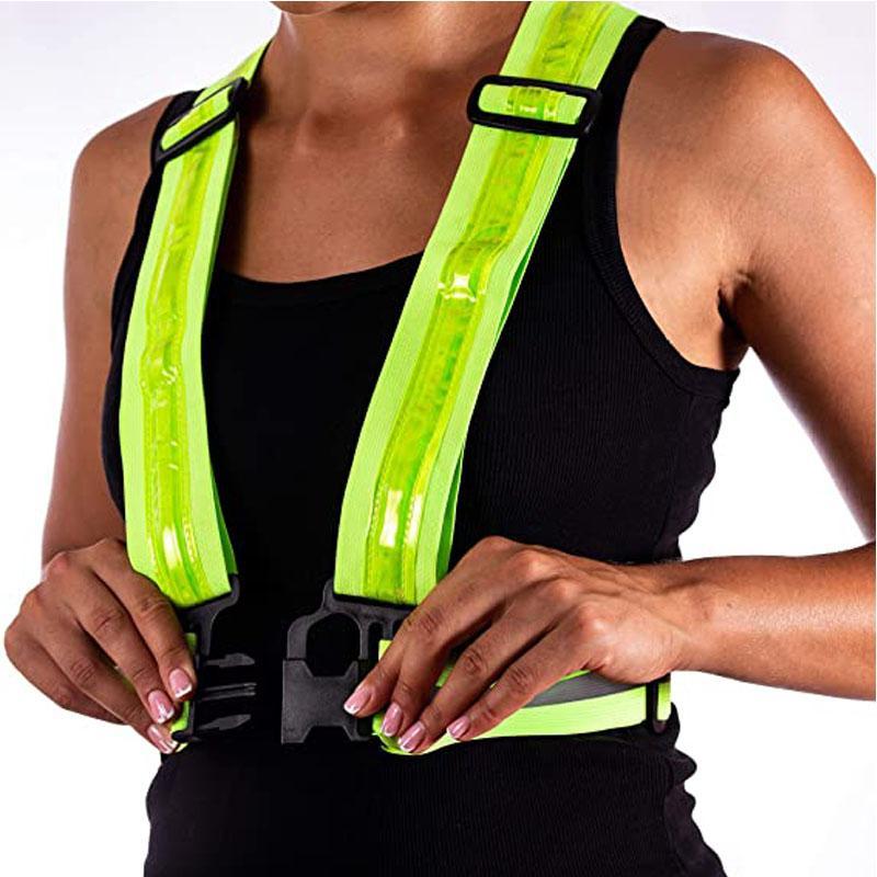 LED Reflective Vest, USB Rechargeable Reflective Running Vest, High Visibility Running Vest with Reflective Strip, Safety Light and Adjustable Size Elastic Band, Suitable for Outdoor Cycling and Running