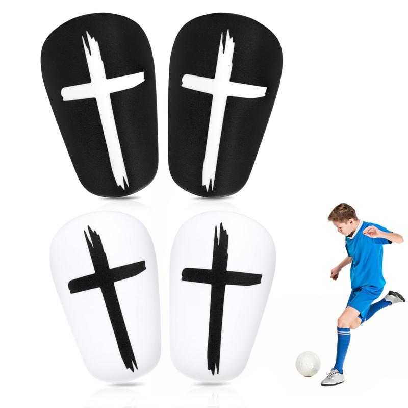 2 Pairs Mini Soccer Shin Guards, 3.15x1.97 Inch Black & White Cross Shin Guards Extra Mini Shin Pads Protective Equipment Shin Guards for Teenagers Adults Boys Girls