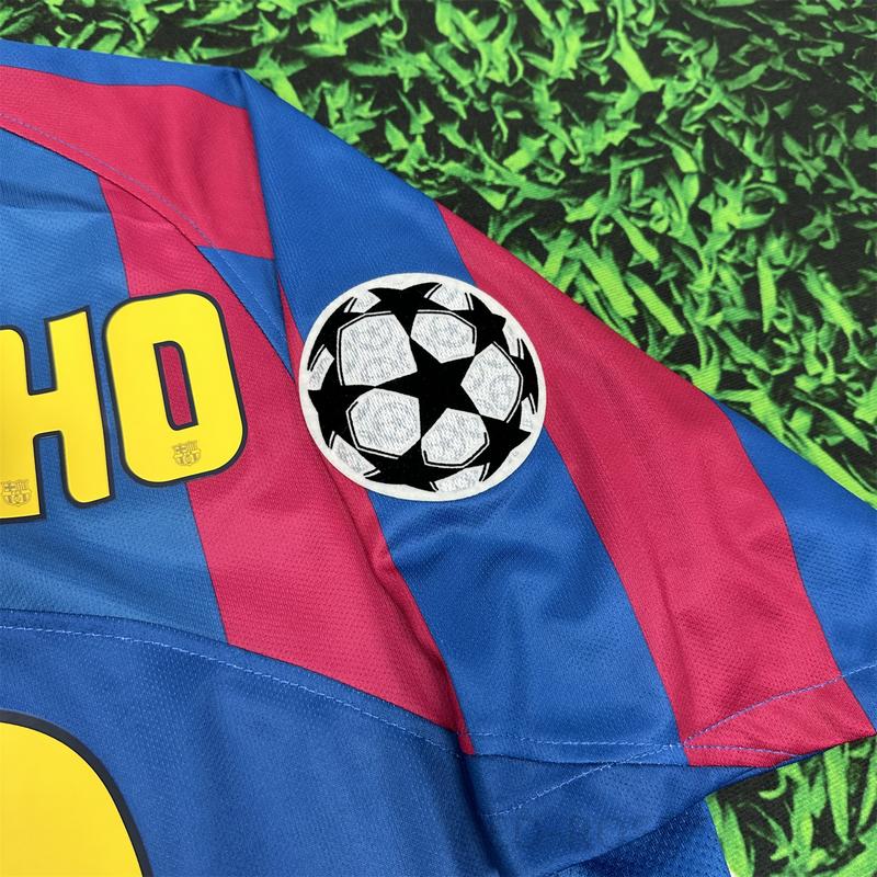 Nike 05-06 Champions League Barcelona home short sleeve NO.10 Ronaldinho Soccer Jersey