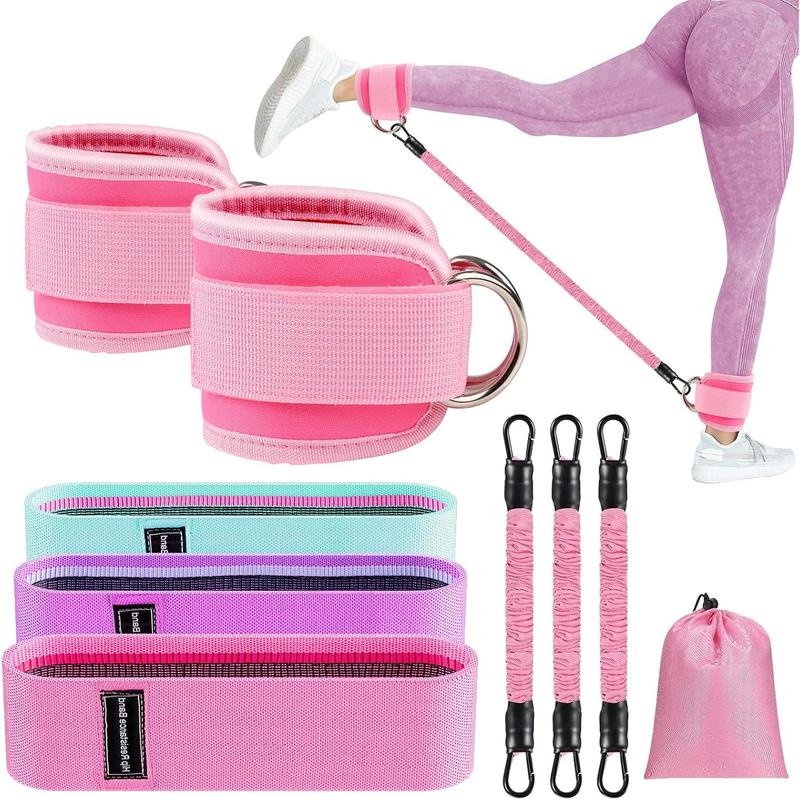 11 count Ankle Resistance Bands with Cuffs, Glutes Workout Ankle Weights for Women Working Out, Exercise Bands Set with Ankle Straps for   Exercise Equipment -  for Home Workouts