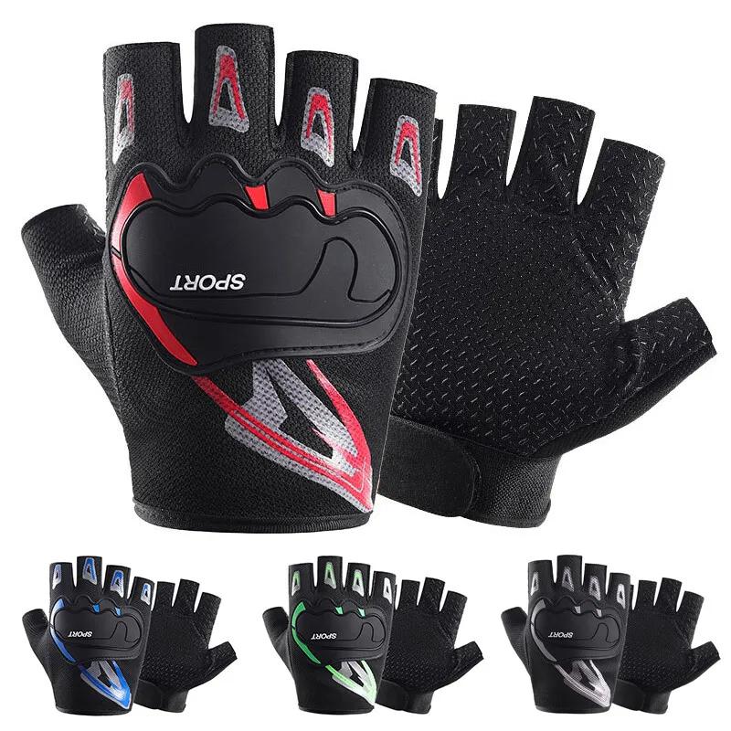 1 pair of sweat proof half finger gloves, sports half finger gloves, breathable non-slip gloves, shock absorbing sports gloves, hiking mountain driving work fingerless, outdoor sports equipment for men and women