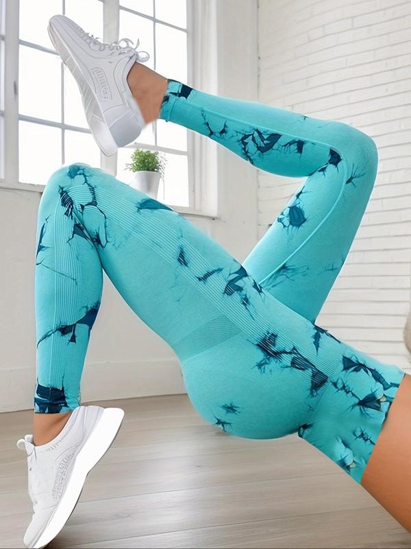 Women's Tie Dye Print High Waist Sports Leggings, Casual Comfy Breathable Skinny Yoga Pants, Compression Pants, Workout Leggings, Ladies Sportswear Workout Leggings, Gym Outfits Women