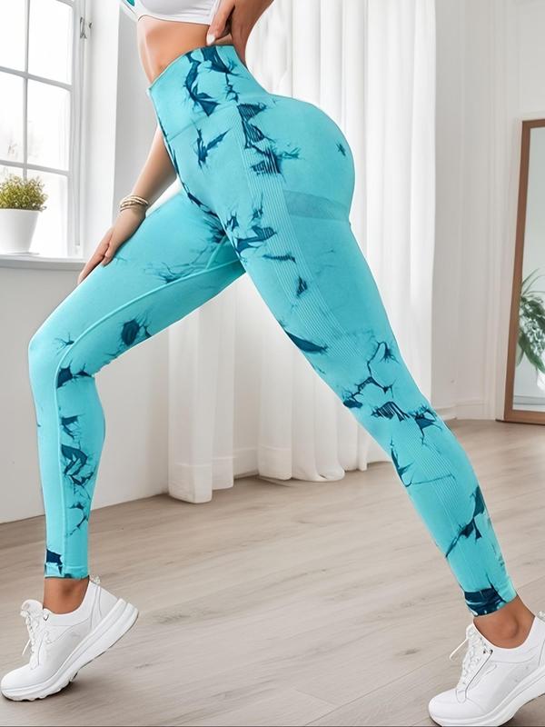 Women's Tie Dye Print High Waist Sports Leggings, Casual Comfy Breathable Skinny Yoga Pants, Compression Pants, Workout Leggings, Ladies Sportswear Workout Leggings, Gym Outfits Women