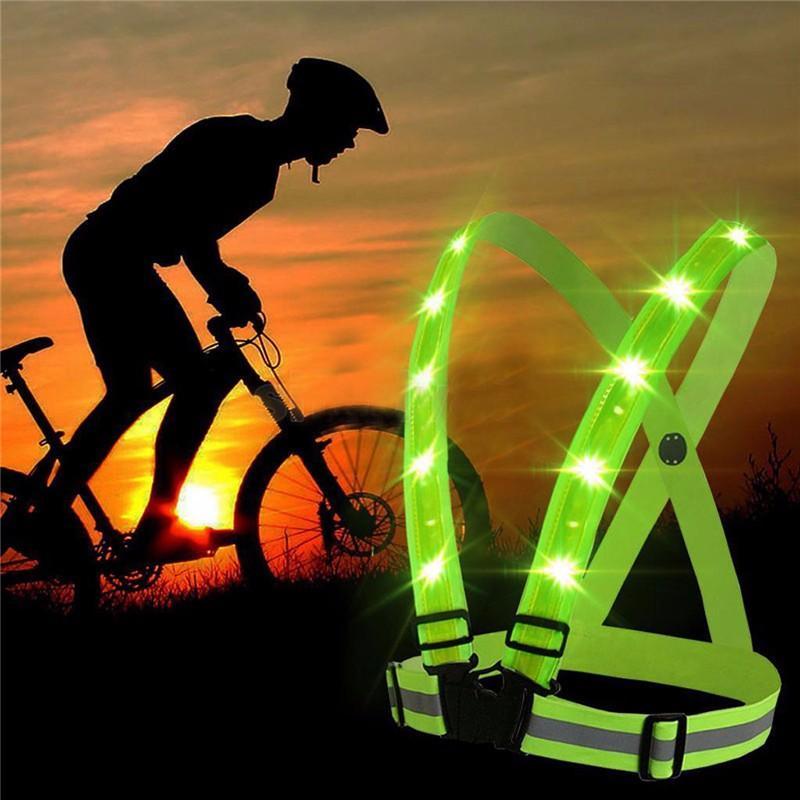 LED Reflective Vest, USB Rechargeable Reflective Running Vest, High Visibility Running Vest with Reflective Strip, Safety Light and Adjustable Size Elastic Band, Suitable for Outdoor Cycling and Running