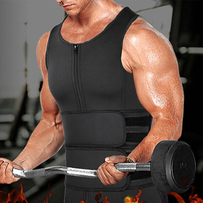 Men's Zipper Sauna Sweat Vest Waist Trainer Sports Tanks Top For Workout Excecise Sportswear Body Shaper