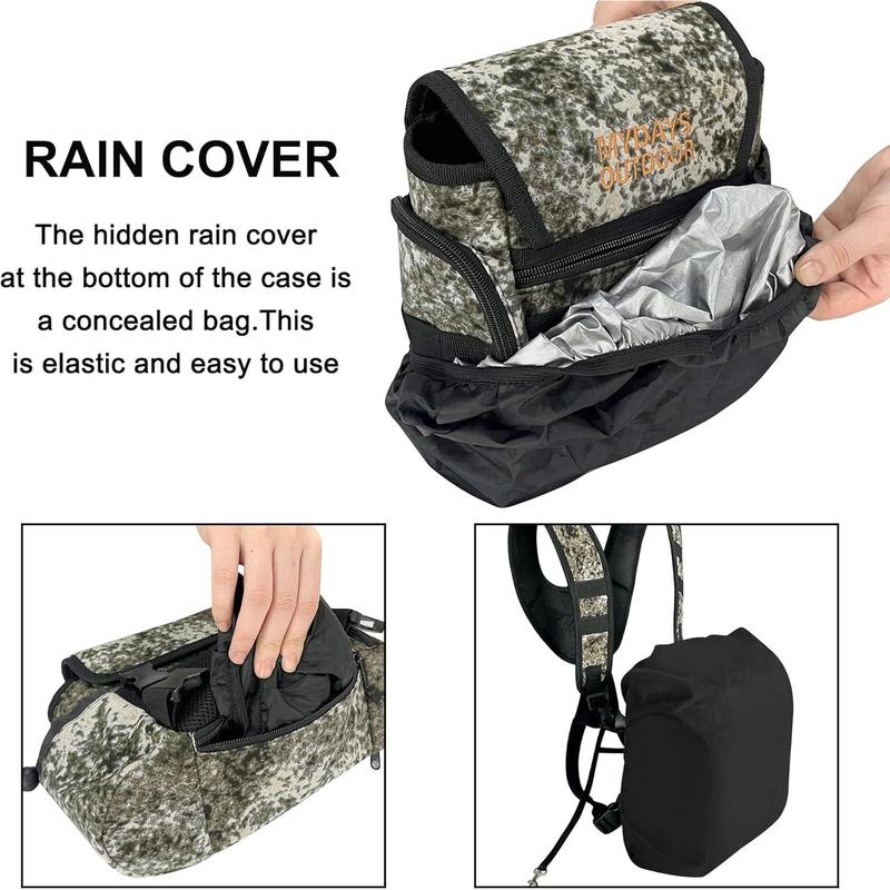 Binocular Harness Chest Pack with Rangefinder Pouch and Rain Cover for Birdwatching and Hiking