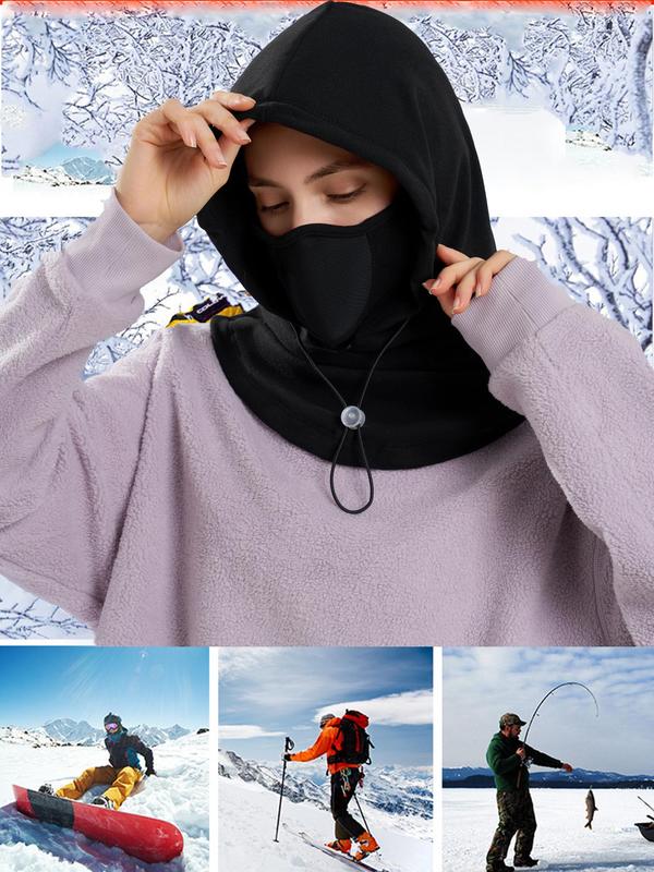 2024 New Style Solid Color Balaclava Hat, Windproof Adjustable Buckle Ski Mask, Breathable Face Cover for Women & Men, Fashion Accessories for Fall & Winter