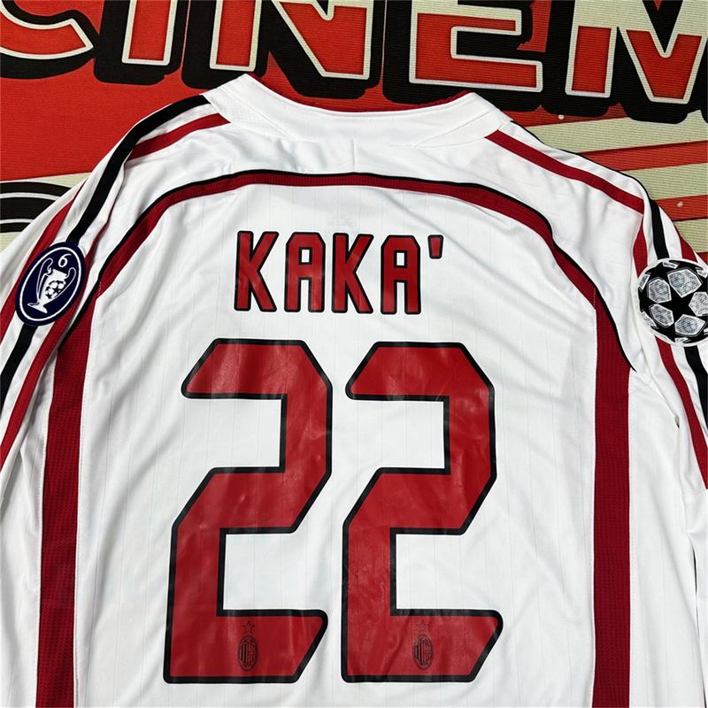 AC Soccer Jersey Fans Version Home kit Kaka #22 White Red Long Sleeves