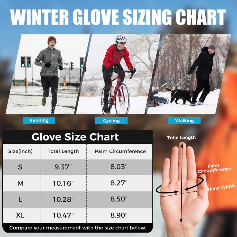 Cycling Gloves for Men Winter Cold Weather, Windproof Winter Gloves for Men, Waterproof Touch Screen Anti-Slip Warm Gloves Liners for Cycling Biking Walking Sporting Driving,Christmas gift