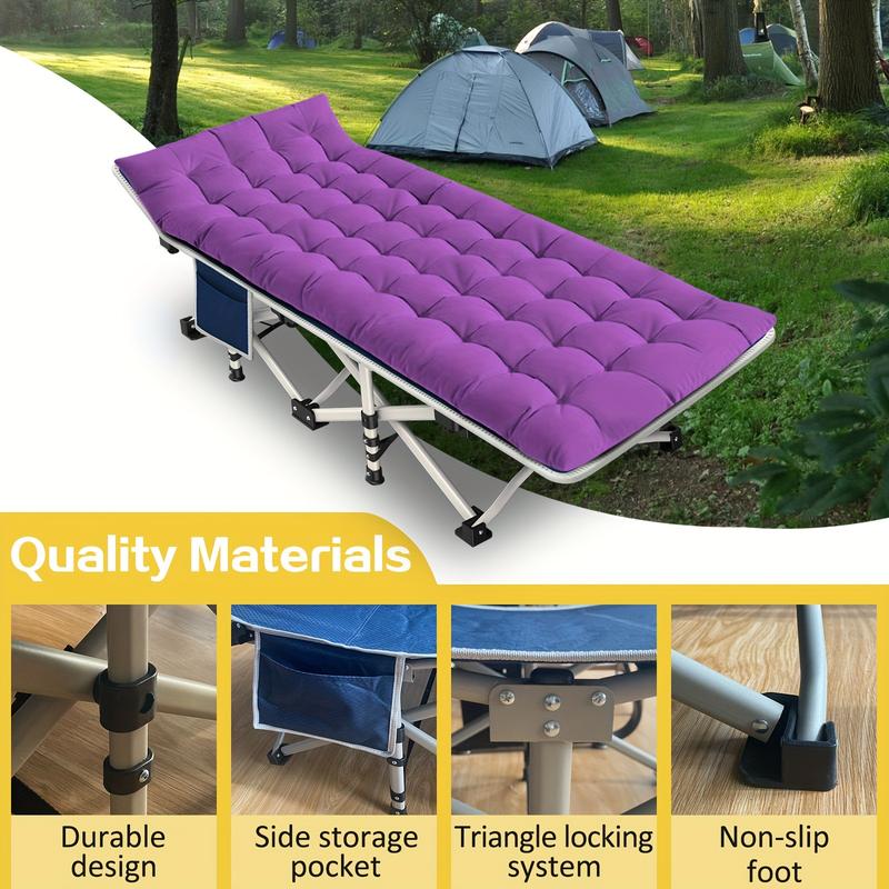 Oversized Camping Cot XXL 32 Inches Width With Comfortable Mattress Extra Wide Cots For Sleeping Folding Cot Camping Bed Heavy Duty With Carry Bag For Adults Home Office Outdoor