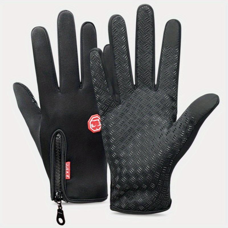 1 Pair Adjustable Zipper Warm Gloves, Coldproof Waterproof Plush Gloves, Screen Touchable, For Outdoor Sport, Cycling, Skiing, Activities, Choose The Corresponding Size According To Your Palm Size (S M L XL)