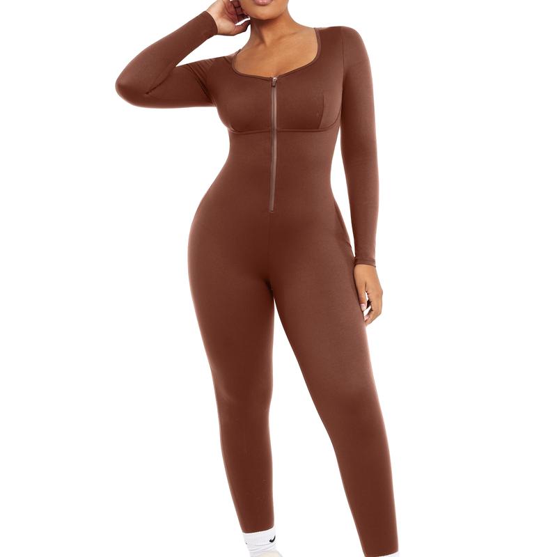 Shapellx Long Sleeve Sport Shaping Jumpsuit Workout Daily Outfit Comfort Simple