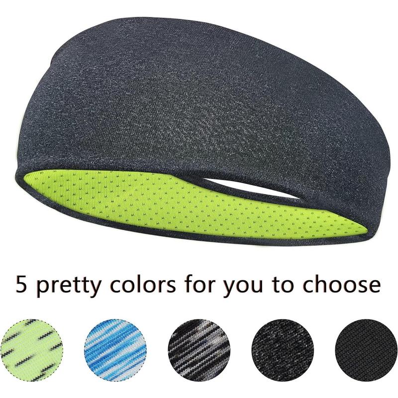 Father's Day gift 5 Pack Sports Headband for Men, Breathable Mesh Design, Reused & Washed Mens Headband Sweat Bands for Running Yoga Fitness Workout