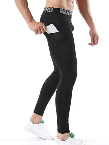 SILKWORLD Men's Compression Pants with 2-3 Pack, Quick Dry Gym Leggings for Running and Outdoor Sports machine washable black gym reapers matching gymset  workoutclothes