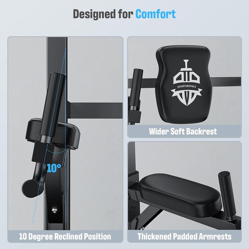 Sportsroyals Power Tower Dip Station Pull Up Bar for Home Gym Strength Training Workout Equipment, 400LBS