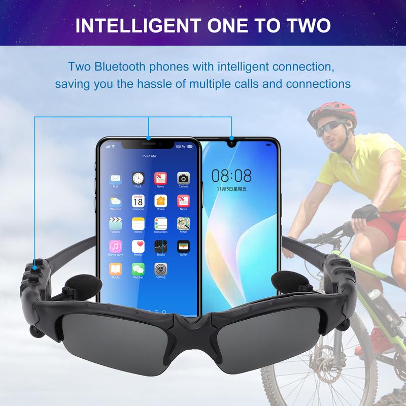 Wireless Bluetooth Sports sunglasses for outdoor, driving and cycling, Bluetooth polarizing sunglasses BT 4.1 built-in speaker stereo 10 meter wireless smart glasses