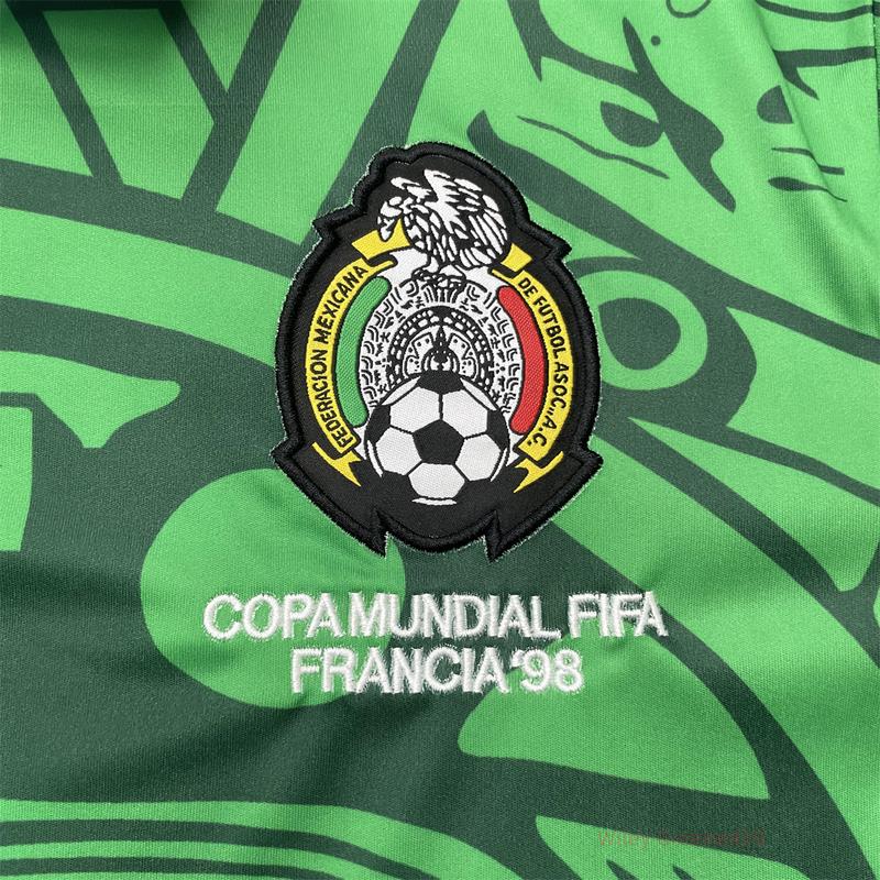 1998 World Cup Mexico National Team Home Short Sleeve Retro Soccer Jersey Greener