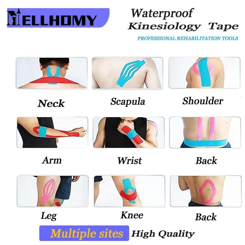 Elastic Sports Tape (1 Roll), Waterproof Breathable Kinesiology Tape, Adhesive Body Muscle Tape for Knee Ankle Back Shoulder