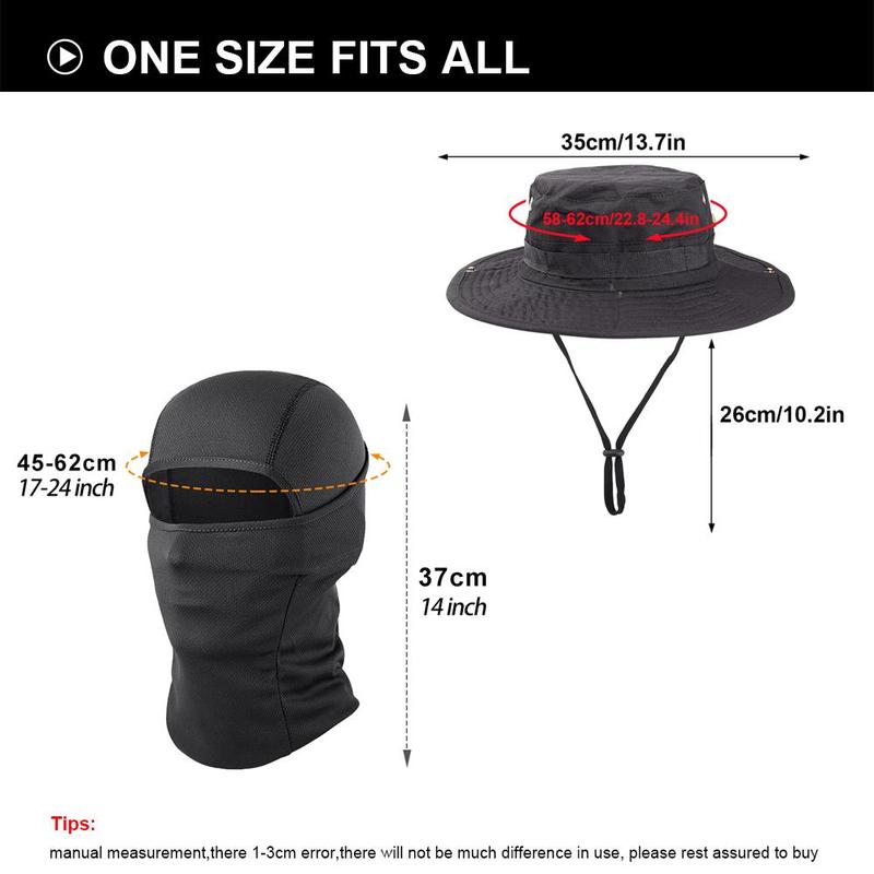 Outdoor Balaclava Mask, Wide Brim Bucket Hats and Face Mask Set, Breathable Sun-resistant Hat for Cycling, Fishing, Hiking, Sports & Outdoor Accessories