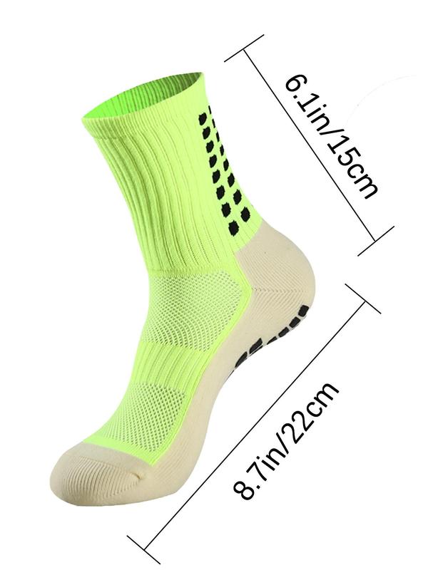 Men's 1 Pair Plain Crew Football Socks, Anti-slip High Stretch Soft Comfy Breathable Soccer Socks for Football Basketball Sports, Athletic Socks for All Seasons