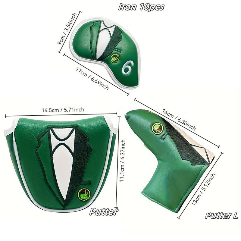 Green Jacket Pattern Golf Club Putter Head Cover, PU Leather Thickened Plush Inside Waterproof Golf Club Putter Head Cover, Golf Accessories