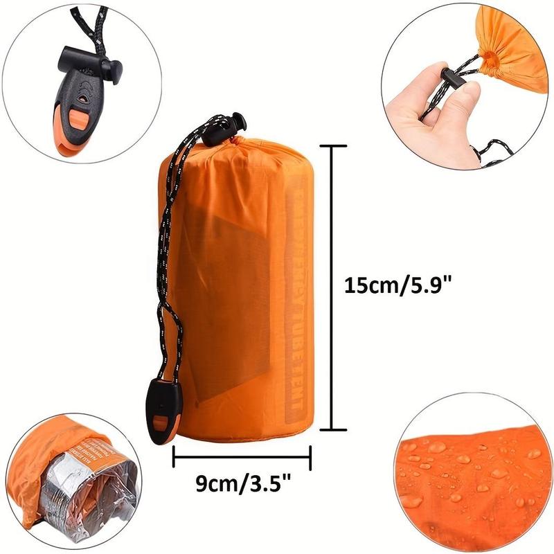 Emergency Survival Waterproof Tent, 2 Person Emergency Survival Shelter with Whistle, Emergency Shelter, Tube Tent, Survival Tarp with Survival Whistle