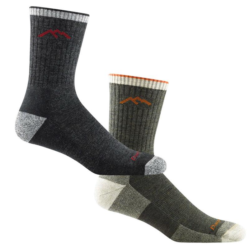 Darn Tough Men's Hiker Micro Crew Midweight Hiking Sock - Black and Olive Color