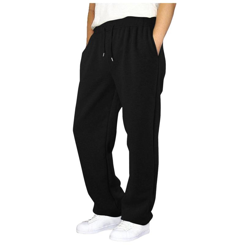 Mens Fleece Sweatpants High Waist Drawstring Straight Leg Pants Male Bottom Sweatpants Joggers Trousers Autumn Winter Streetwear