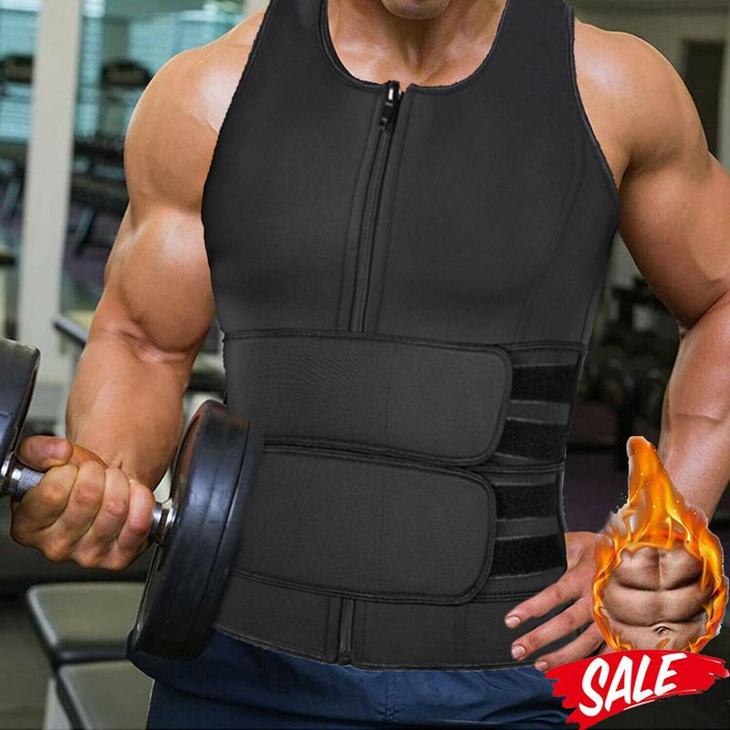 Men's Zipper Sauna Sweat Vest Waist Trainer Sports Tanks Top For Workout Excecise Sportswear Body Shaper