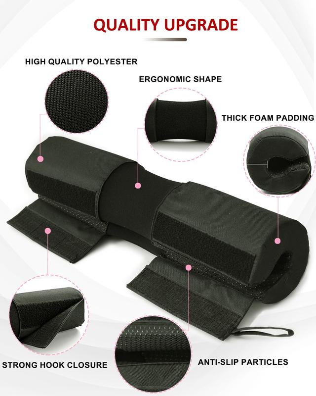 Barbell Squat Pad Set Nylon Padding AntiSlip- Thick Foam Barbell Pad for Squats Cushion,Lunges&Bar Padding for Hip Thrusts -Standard Olympic Weight Bar Pad -With Wrist Straps Weightlifting