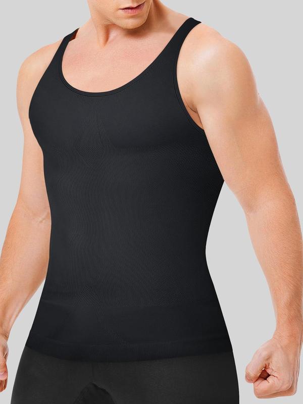 Men's Solid Color Compression Sleeveless Shapewear Vest, Fall Wear 2024, Casual Plain Comfortable Breathable Tummy Control Athletic Shaper Tank Top, Men's Shapewear Top for Daily Wear Activewear, Tank Tops for Men, Menswear Underwear