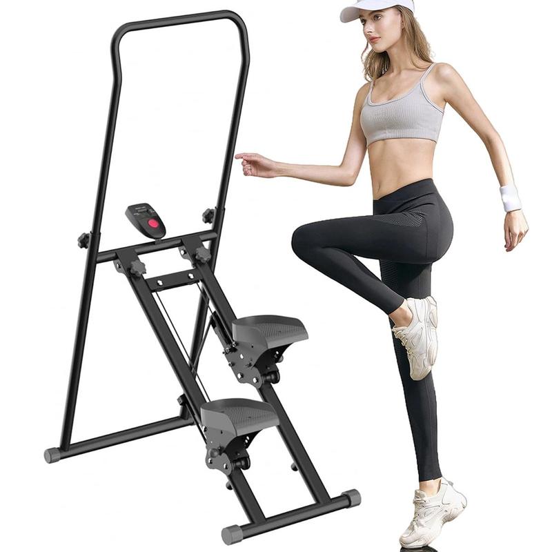 Climber & Stepper for Exercise, Full Body Workout Machiine, 300LBS Capacityne with Adjustable Incl,  No Hydraulic Oil Heat Degradation, Rope and Pulley Resistance System, LCD Monitor for Home Gym