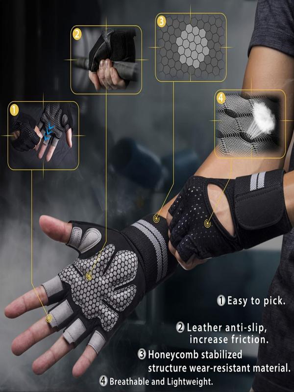 Wrist Support Fitness Gloves, Full Palm Protection Gloves for Weightlifting, Fitness Training, Hanging, Pull Up, Unisex Sports Gloves for Men & Women