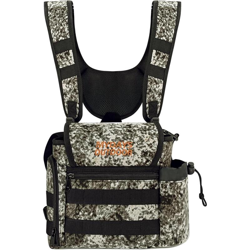 Binocular Harness Chest Pack with Rangefinder Pouch and Rain Cover for Birdwatching and Hiking