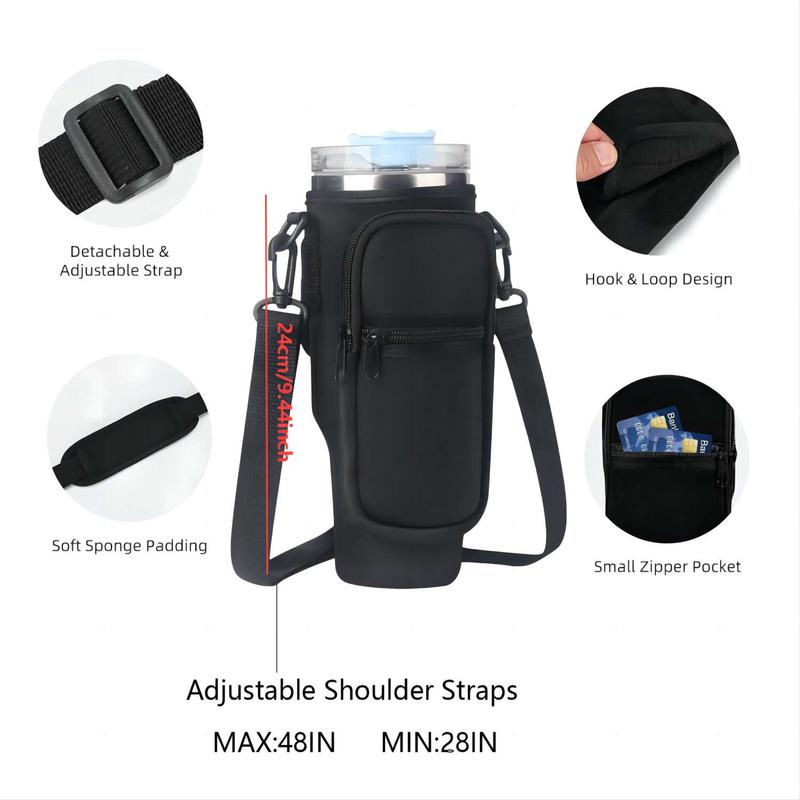 Water Bottle Carrier Bag with Phone Pocket, 1 Count Water Bottle Holder with Adjustable Strap, Drinkware Accessories for Outdoor