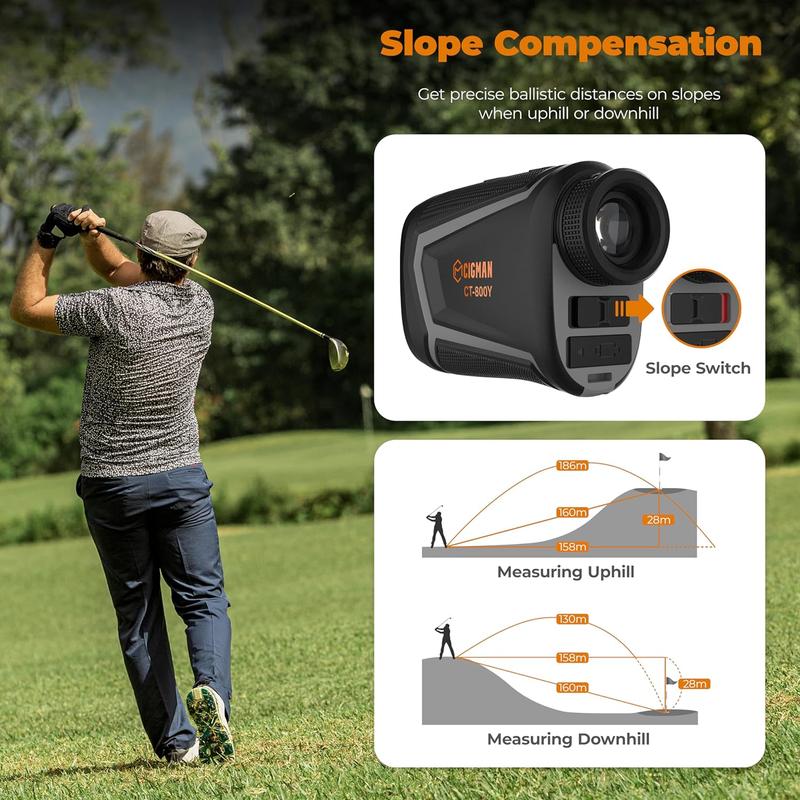 Cigman CT-800Y Golf Rangefinder with Slope, CIGMAN 850 Yards Range Finder Golf, Laser Rangefinder Golfing with USB Rechargeable, High-Precision Flag Pole Locking Vibration,Golf Accessories for Hunting,Magnetic Strap,BlackFriday