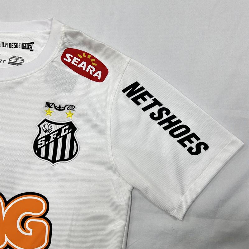 NIKE 11 12 Santos FC Home Short Sleeve Jersey NO.11 Neymar JR Retro Soccer Jersey White Fans Version