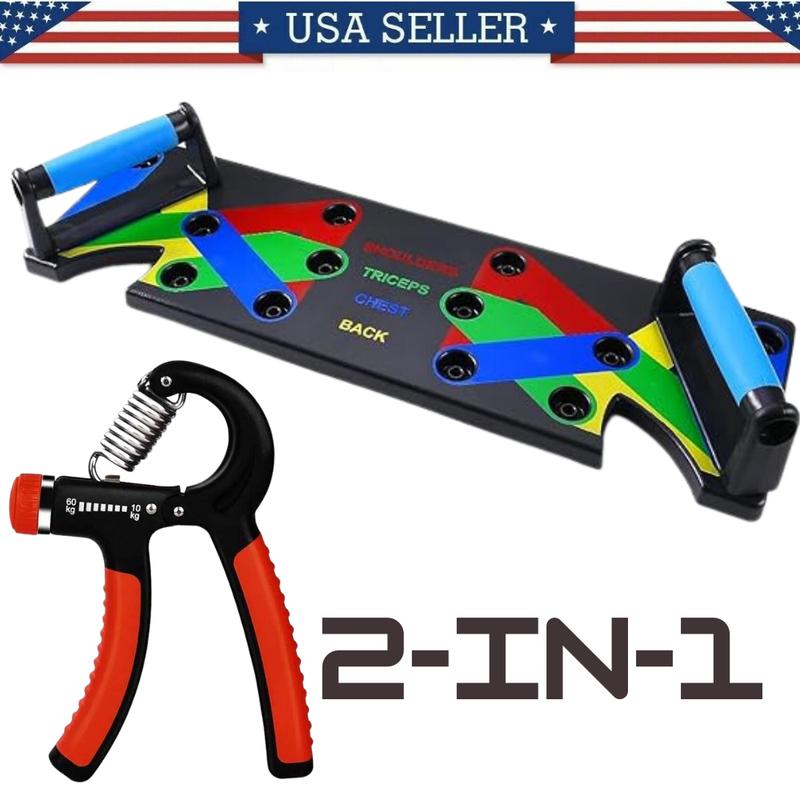 [2-in-1] Hand Grip Strength Power Trainer + The Viral Pushup Board