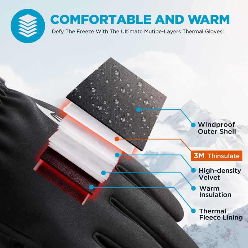 Rivmount Winter Gloves Women Men,Touchcreen Insulated Warm Gloves Cold Weather Windproof Thermal Snow Gloves Skiing,Driving,Biking,Running 605