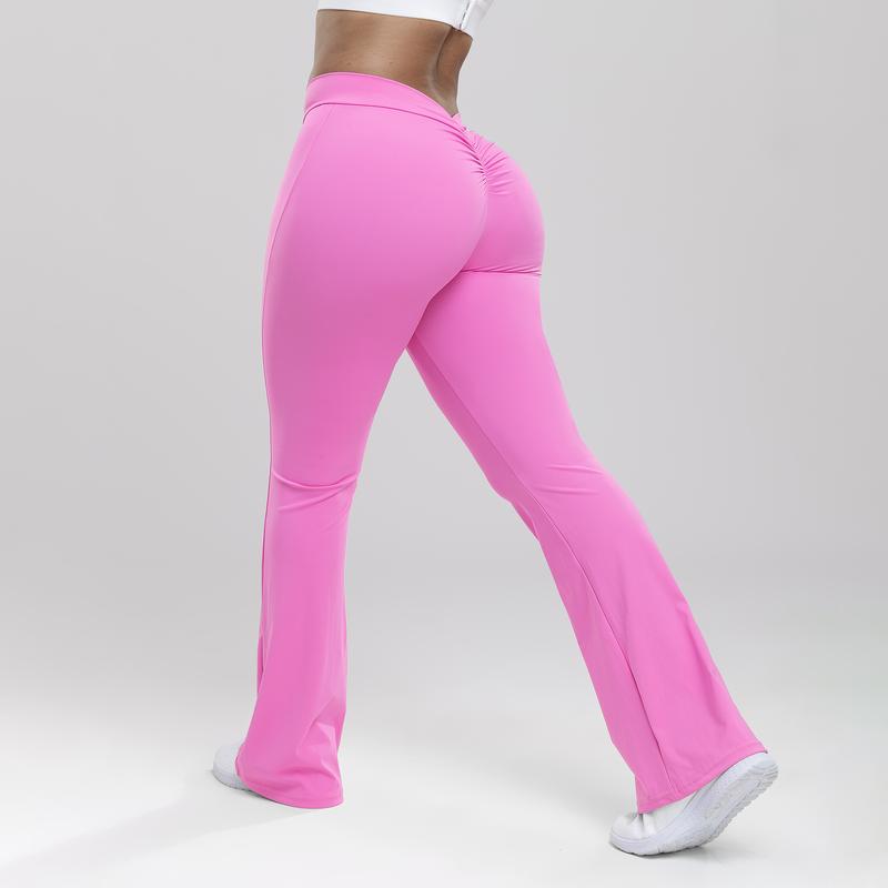 Women Flare Legging V Back Butt Lifting Wide Leg High Waist Workout Yoga Pants yoga fitness legging