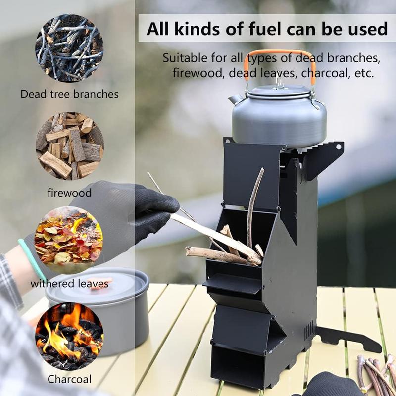 Portable Wood Mini Burning Stove for Cooking - Rocket Stove with Storage Bag