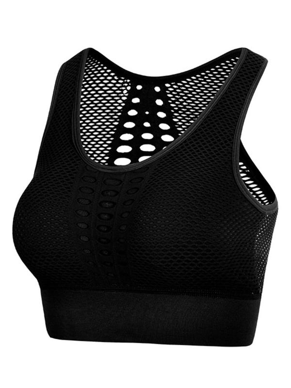 Women's 3pcs Plain Cut Out Sheer Sports Vest with Removable Pads Design, Breathable Comfortable Scoop Neck Sports Top for Yoga Running, Ladies Sportswear for All Seasons