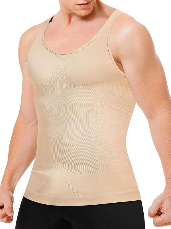 Men's Solid Color Compression Sleeveless Shapewear Vest, Fall Wear 2024, Casual Plain Comfortable Breathable Tummy Control Athletic Shaper Tank Top, Men's Shapewear Top for Daily Wear Activewear, Tank Tops for Men, Menswear Underwear