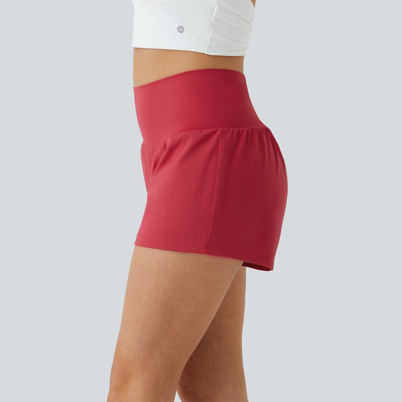 Halara Super High Waisted Back Pocket & Side Hidden Pocket 2-in-1 Yoga Shorts 2.5