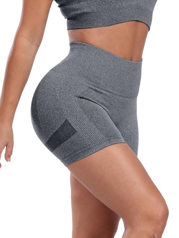 Women's Solid High Waist Sports Shorts, Breathable Comfortable Wide Waistband Skinny Shorts, Gym Shorts, Ladies Sportswear for Indoor Outdoor Wear