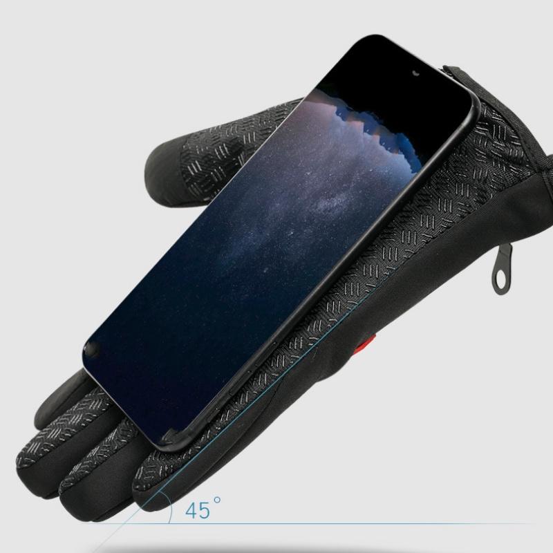 1 Pair Adjustable Zipper Warm Gloves, Coldproof Waterproof Plush Gloves, Screen Touchable, For Outdoor Sport, Cycling, Skiing, Activities, Choose The Corresponding Size According To Your Palm Size (S M L XL)