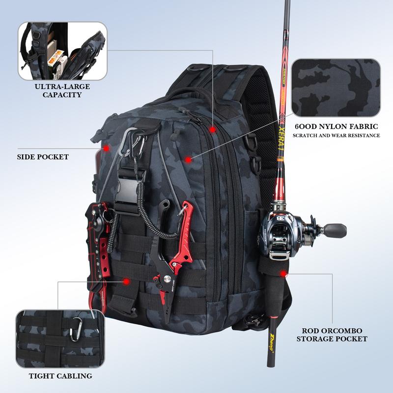 Fishing Tackle Backpack with Fishing Rod and Equipment Bracket, Lightweight Outdoor Waterproof Fishing Backpack (Not Including Accessories)