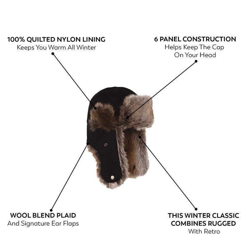 Men's Waterproof Windproof Winter Ski Hat with Faux Fur Ear Flaps, Warm & Comfortable for Hunting, Skiing, and Outdoor Activities